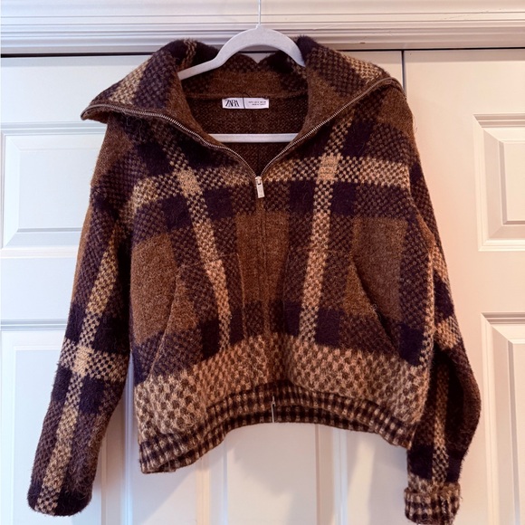 Zara Brown Textured Knit Jacket - Picture 4 of 6
